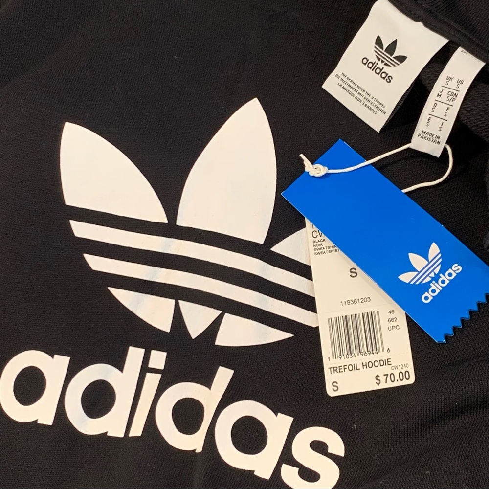 Adidas Originals Trefoil Black Hoodie Sz Small - Picture 3 of 8